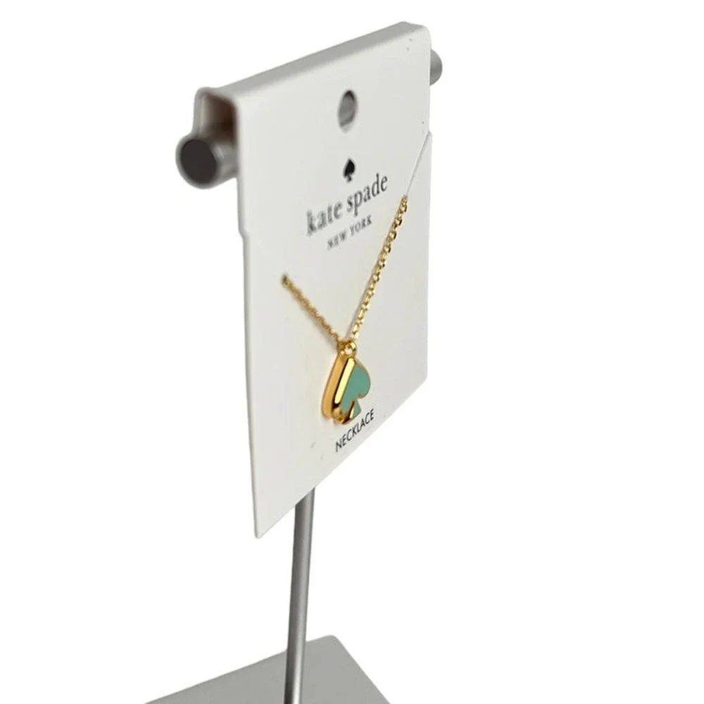 Kate Spade Everyday Spade Enamel Necklace in Crystal Blue and Gold Tone